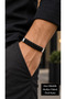 Berviano Jetline Brown Leather Men's Bracelet - Black Beads and Mesh Panel