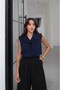 Navy Blue Shawl Detailed Zero-Sleeve Cardigan - 2