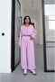 Pink Drawstring Sweat Athlete Pants Set