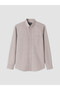 Peak New Season Plum Regular Fit Striped Gabardine Men's Shirt - 4