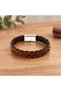 Tavreno Chestweave Brown Leather Men's Bracelet - Double Weave Design - 3