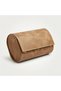 Genuine Leather Milk Coffee Tanned Crazy Horse Leather Double Luxury Watch Roll and Travel Watch Box - 3