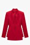 Red Tailored Cut Fit Jacket Skirt Set - 3