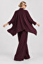 Bat Sleeve Belted Modal Premium Selection Suit Lby0082 Mürdüm - 5
