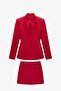 Red Tailored Cut Fit Jacket Skirt Set - 2
