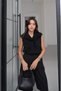 Black Shawl Detailed Zero-Sleeve Cardigan