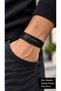 Cerlano Nightlayer Black Leather Men's Bracelet - Multi-Strand Weave and Band