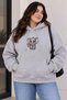 Women's Plus Size Oversize Elephant Print Hooded Sweatshirt 3 Thread Comfortable Fit Casual Hoodie with Kangaroo Pocket