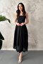 Black Strappy Apparatus Embroidered Dress - 2