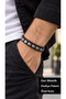 Corsavio Steelstep Black Leather Men's Bracelet - Metal Block Mesh Detail