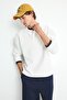 100% Cotton Boxy Fit Button Placket Crew Neck Waffle Long Sleeve Sweatshirt H4885Ax26Au - 3
