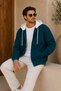 Premium Unisex Contrast Hooded Zipper Pocket Three-Thread Oversize Cardigan Sweatshirt - 4