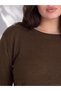 Brown Plus Size Boat Neck Blouse - 5