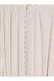 Ecru Ruffled High Neck Dress with Belted Waist - 2