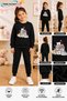 Winter Unisex Black Tracksuit, Black Sweat Top and Bottom Set - 2