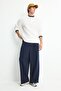 100% Cotton Boxy Fit Button Placket Crew Neck Waffle Long Sleeve Sweatshirt H4885Ax26Au - 2