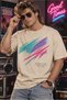 Unisex Oversize 80S T-Shirt Short Sleeve Crew Neck Cotton Combed T-Shirt Colorful Printed Oversize Summer T-Shirt - 8