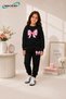 Winter Unisex Black Tracksuit, Black Sweat Top and Bottom Set