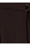 Brown Pleated Women's Crepe Trousers with Belt at the Waist - 2