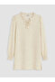 Beige Tie Neck Polka Dot Women's Tunic