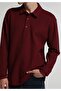 Relaxed Fit Polo Collar Plain Men's Purple Long Sleeve T-Shirt - 4