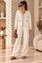 Stylish Cardigan Pants Knitwear Sportswear Double Set with Stitching Detail - 2