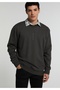 Relaxed Fit Round Neck Plain Men's Anthracite Sweatshirt