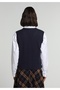 Regular Fit V-Neck Plain Women's Navy Blue Cardigan - 2