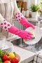 Size L Long Sleeve Waterproof Floral Pattern Silicone Kitchen and Bathroom Cleaning Gloves - 4