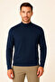 Men's Half Turtleneck Knitwear Sweater Soft Textured Cotton Fine Weave, Long Sleeve Comfortable Regular Fit - L