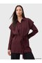 Özmarka New Season Burgundy Women's Shirt Tunic with Shawl Detail