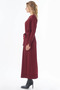 Belted Knitwear Dress Burgundy - 3