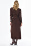 Belted Knitwear Dress Dark Brown - 4
