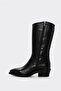 Genuine Leather Black Women's Below the Knee Boots 275Sza2027-24 - 2
