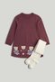 Rose Knitted Dress and Tights Outfit