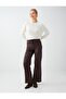 Bitter Brown Pocket Detailed Wide Leg Suede Trousers - 2