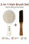Pro Three-Dimensional Oval Hairbrush - 16 White Marble+Wooden Handle Hairbrush - 12