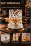 2 Pieces 360 °   Glass Cup with Rotating Metal Bearing |   Crystal Patterned Premium Cocktail and Beverage Glass 270ml - 5
