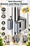 Stainless Steel Wall Mounted Broom Mop Mop Holder 304 Stainless Steel Adhesive Strong Clip Organizer