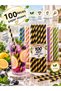 100 Pieces Metallic Gold Striped Paper Straws – Colorful Party, Birthday, and Beverage Straws