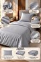Premium Striped Cotton Satin Single Duvet Cover Set |   Pillowcase and Sheet Included |   Light Gray - 3