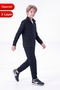 Boy's Basic Zippered Stand Collar Double Pocket Tracksuit Set
