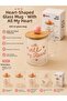 Heart Patterned 420 ml Glass Mug – Bamboo Lid, Heart Shaped - 2
