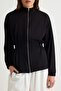 Siyah Soft/Yumuşak Dokunuşlu Relaxed Fermuarlı Beli Lastikli Örme Hırka/Sweatshirt TWOAW27SW00057 - 4