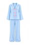 Açık Mavi Kurdele/Fiyonk ve Biye Detaylı Viskon Dokuma Pijama Takımı THMAW25PT00032 - 5