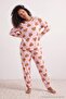 Pink Teddy Bear Patterned Crew Neck Knitted Large Size Pajama Set Tbbaw25Ai00011 - 4