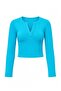Turkuaz Düz Fitted Kaçık Yaka Crop/Kısa Pamuklu Kaşkorse Örme Bluz TWOAW27BZ00072