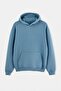 Kirli Mavi Oversize/Geniş Kesim Sırtı Nakış Detaylı Kapüşonlu Sweatshirt TMNAW25SW00142 - 8