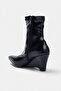 Siyah Sivri Burun 7.5 cm Kadın Wedge Topuklu Çizme TAKAW27BO00024 - 4