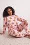 Pink Teddy Bear Patterned Crew Neck Knitted Large Size Pajama Set Tbbaw25Ai00011 - 2